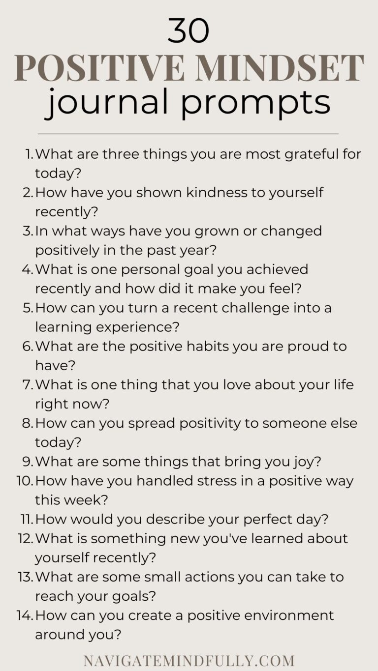 30 Positive Mindset Journal Prompts for Optimistic Thinking