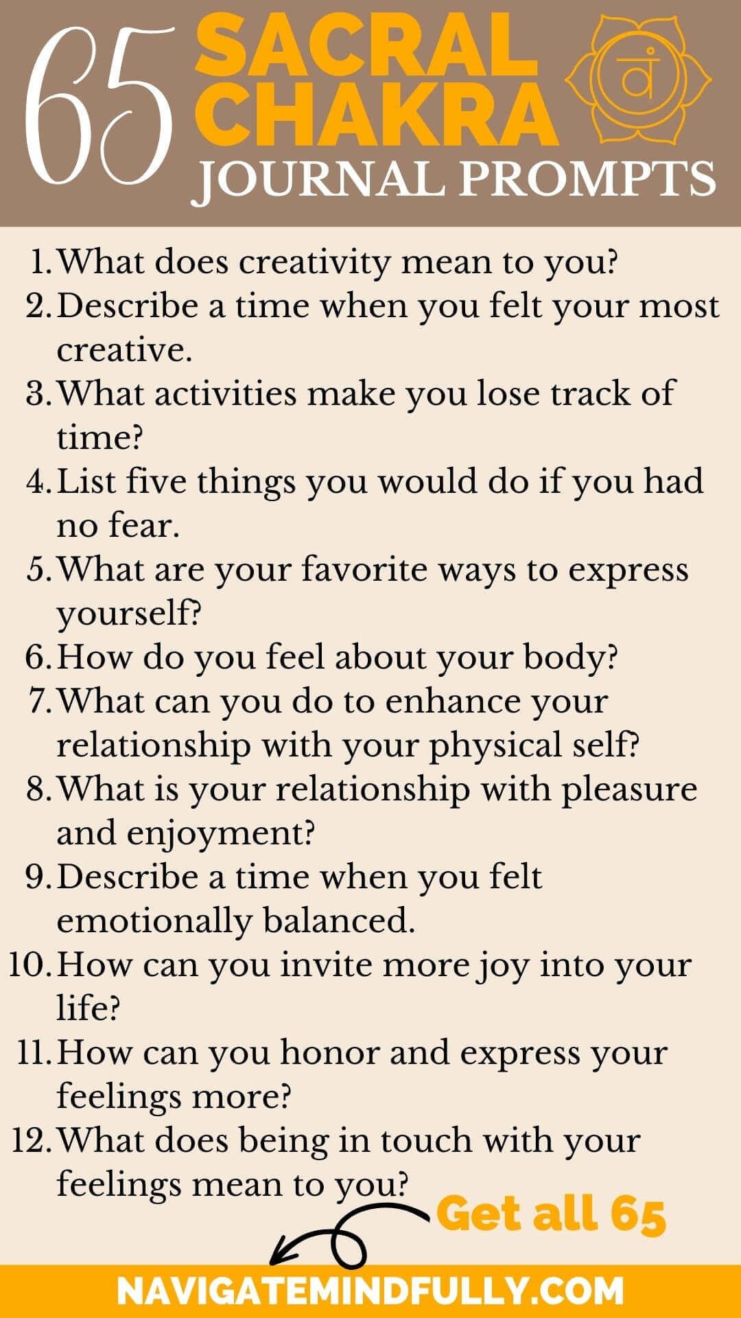 65 Sacral Chakra Journal Prompts for Unlocking Your Emotions