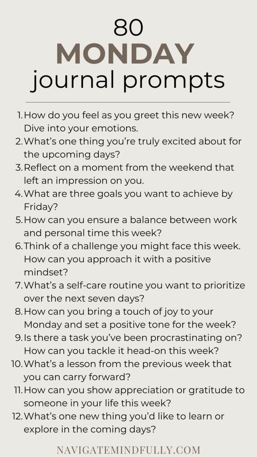 80 Monday Journal Prompts to Start Your Week Mindfully