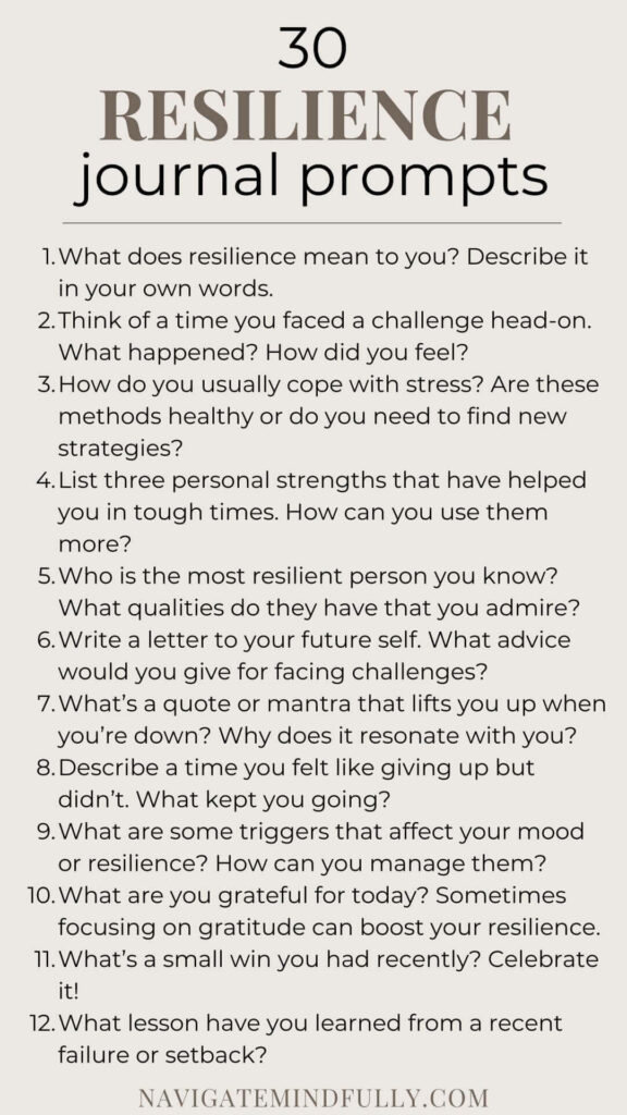 resilience journal prompts