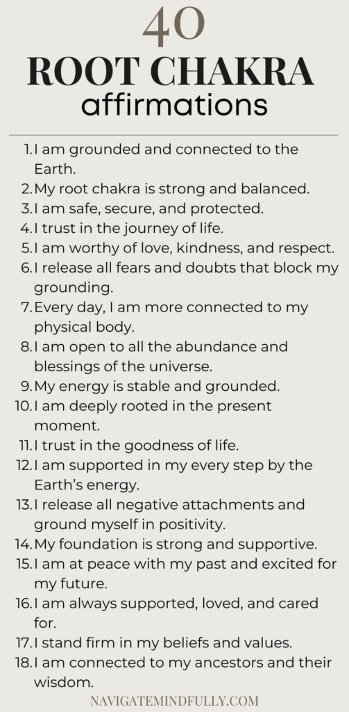 root chakra healing affirmations
