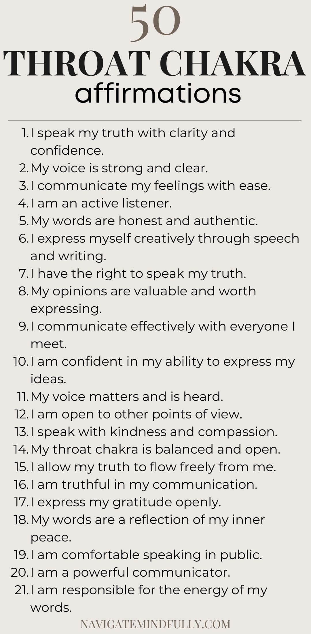 50 Throat Chakra Affirmations to Express Yourself Authentically