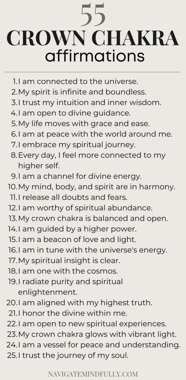 55 Crown Chakra Affirmations for Spirituality and Wisdom