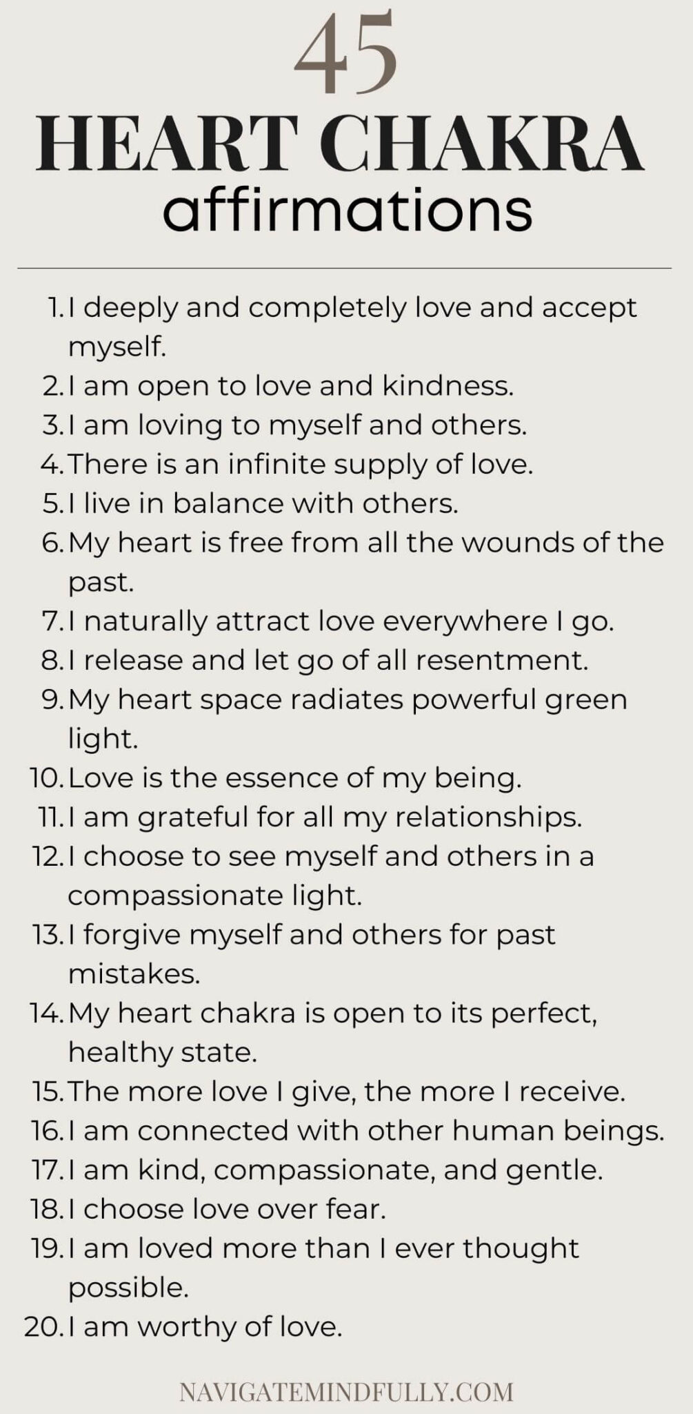 45 Heart Chakra Affirmations for Emotional Balance