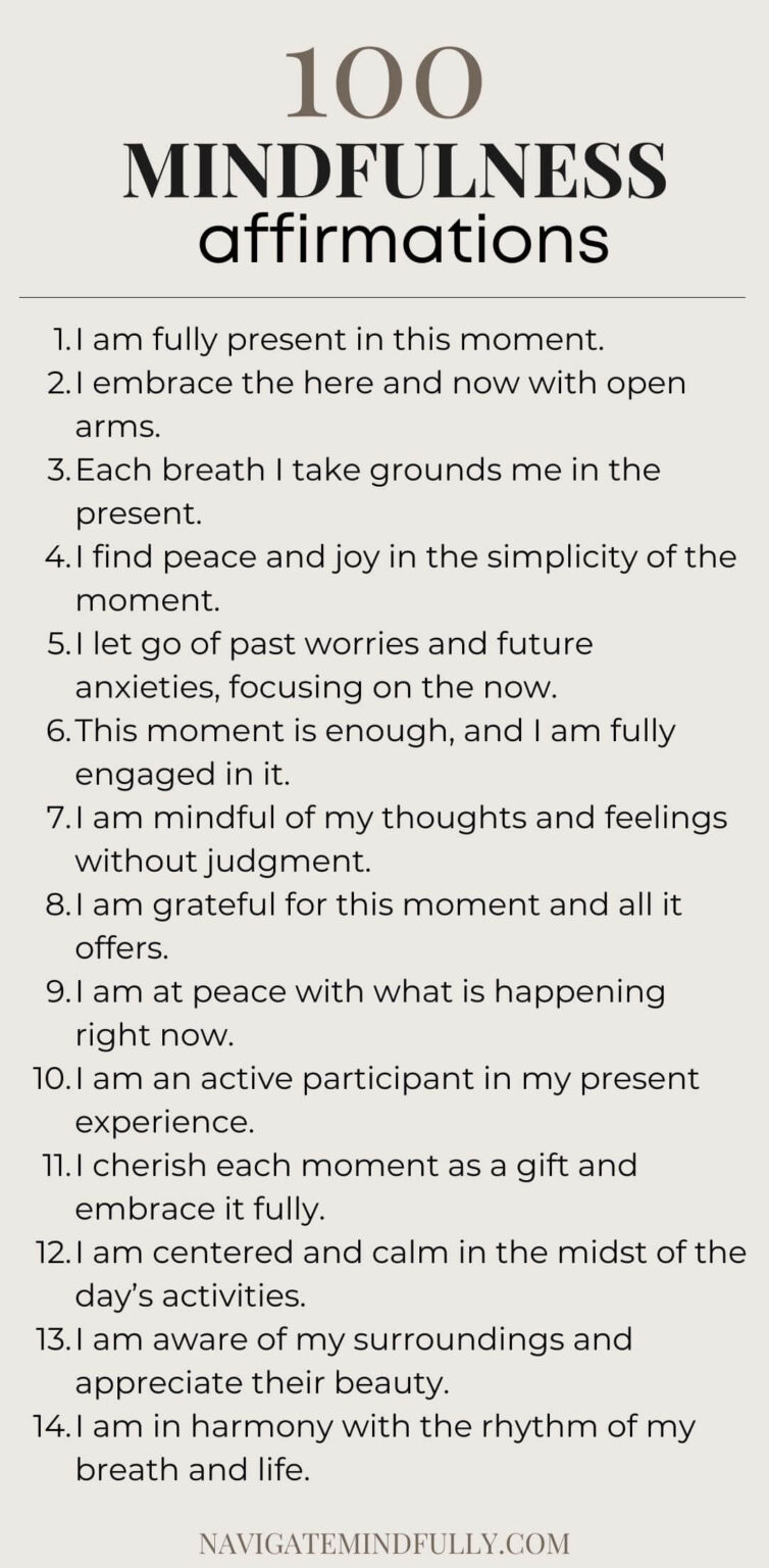 100 Mindfulness Affirmations to Enjoy the Present Moment