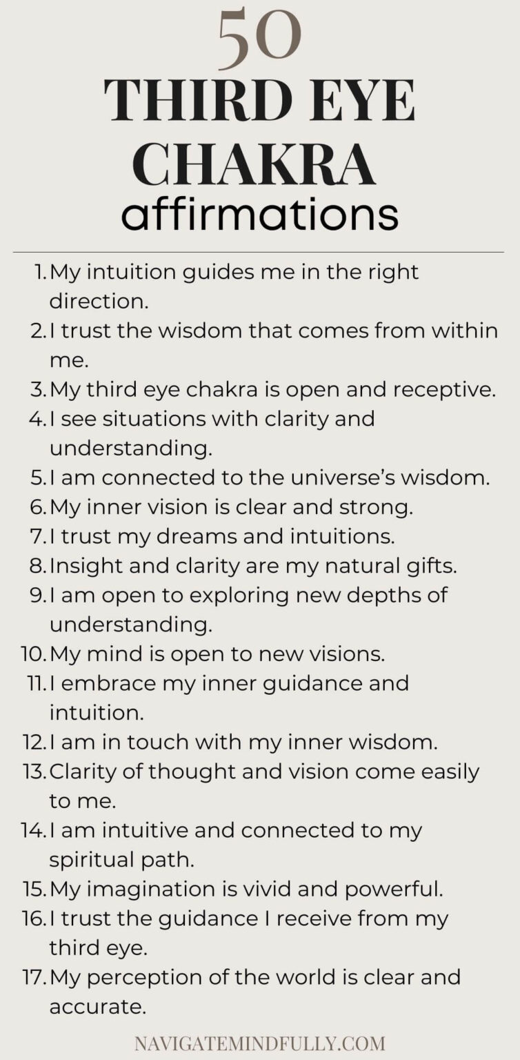 50 Third Eye Chakra Affirmations for Strong Intuition and Clarity