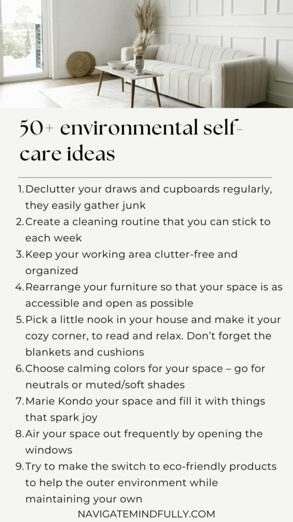 Environmental Self Care Ideas