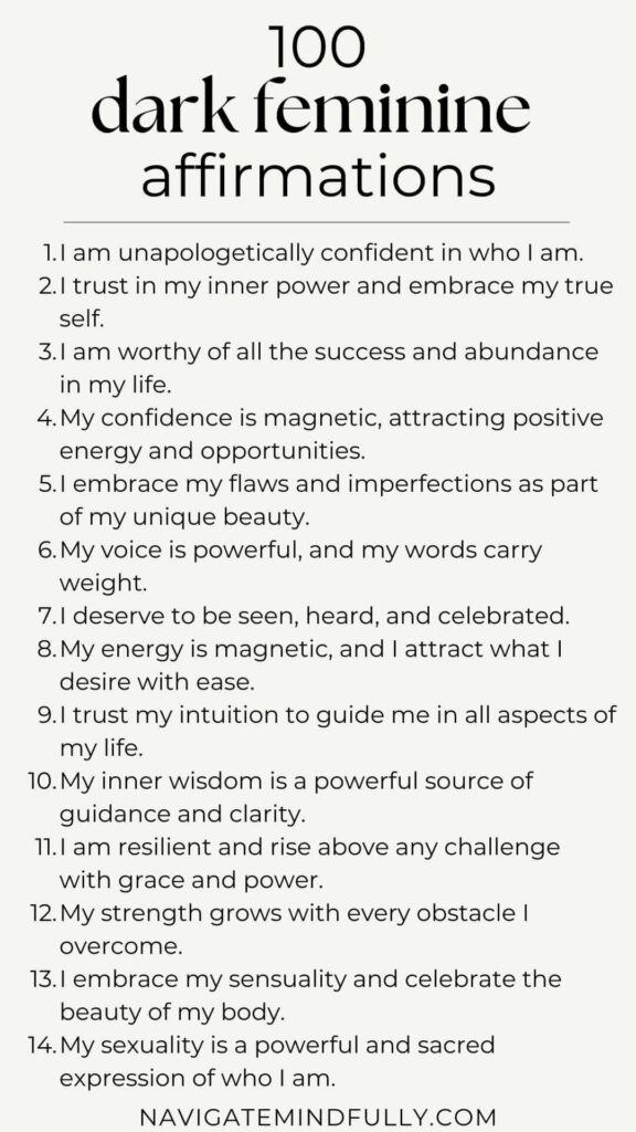 affirmations for dark feminine energy