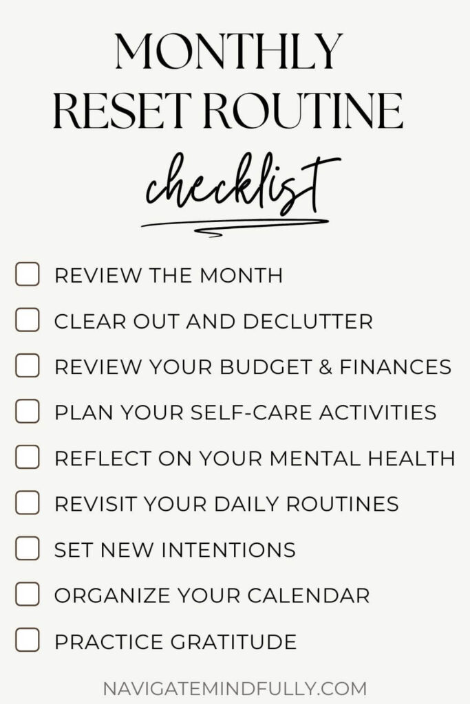 monthly reset checklist