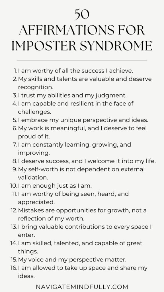 affirmations for dealing with imposter syndrome