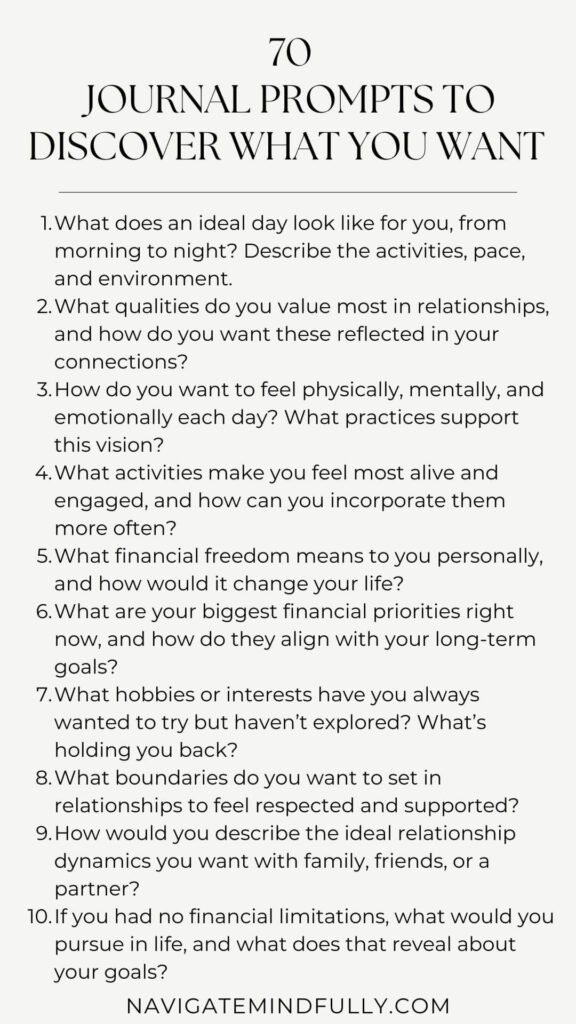 journal prompts to discover what you want